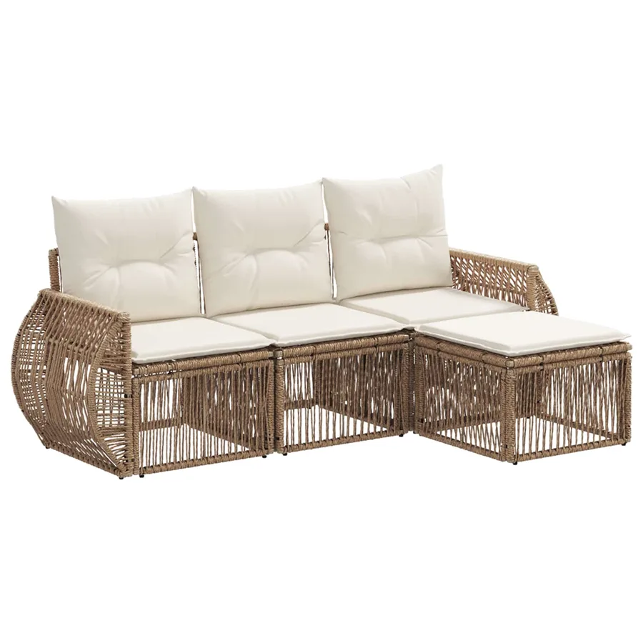 Ensemble de canapé de jardin 4 pcs Beige et blanc crème - 2