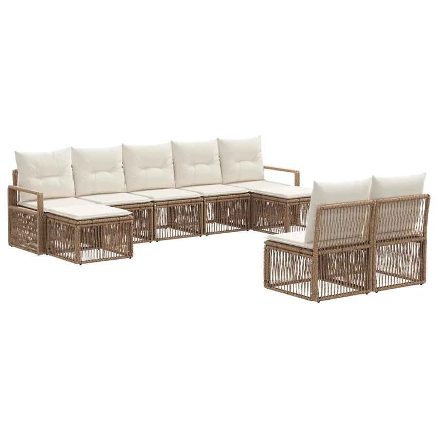 Ensemble de canapé de jardin 9 pcs Beige polyrotin - 2