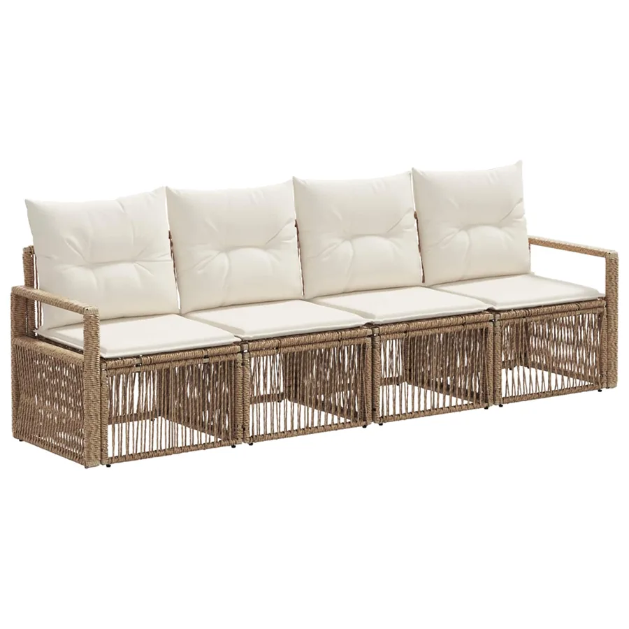 Ensemble de canapé de jardin 4 pcs Beige polyrotin - 2