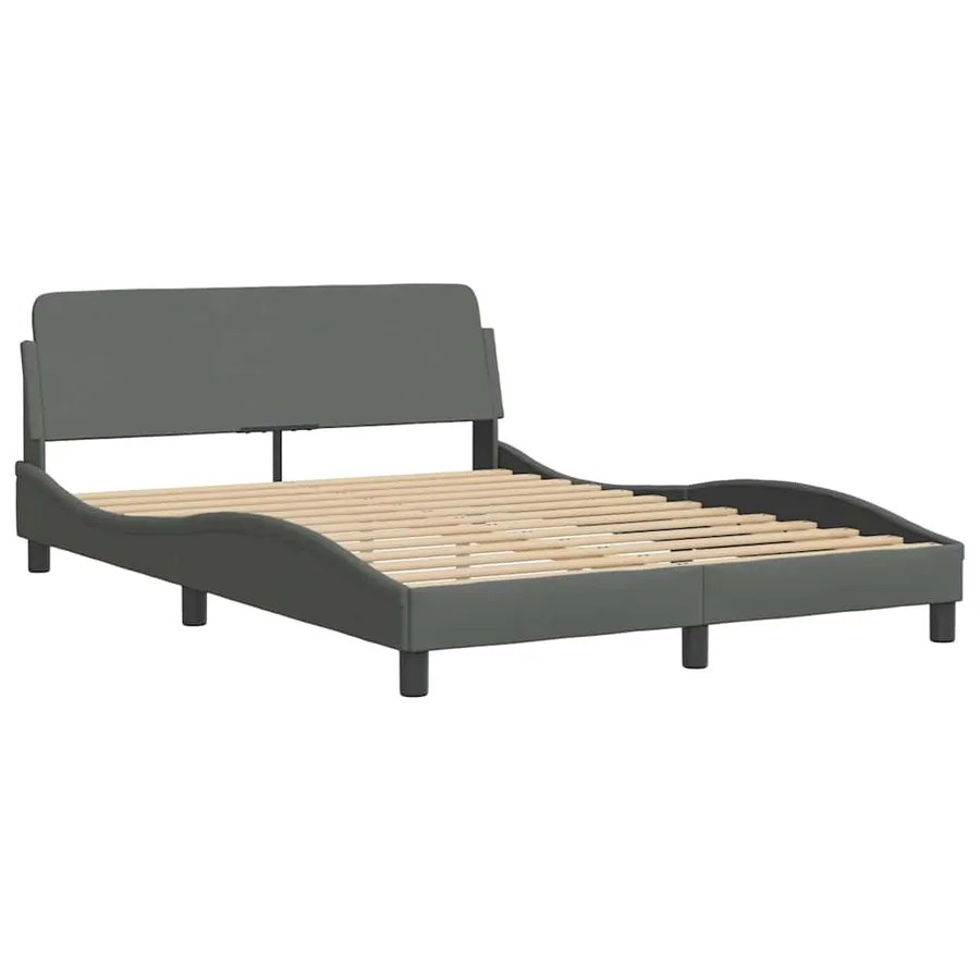 Cadre de lit Dover Gris foncé 135x190 cm tissu - 3