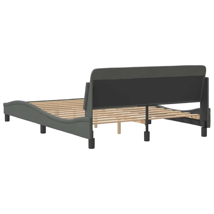 Cadre de lit Dover Gris foncé 135x190 cm tissu - 6