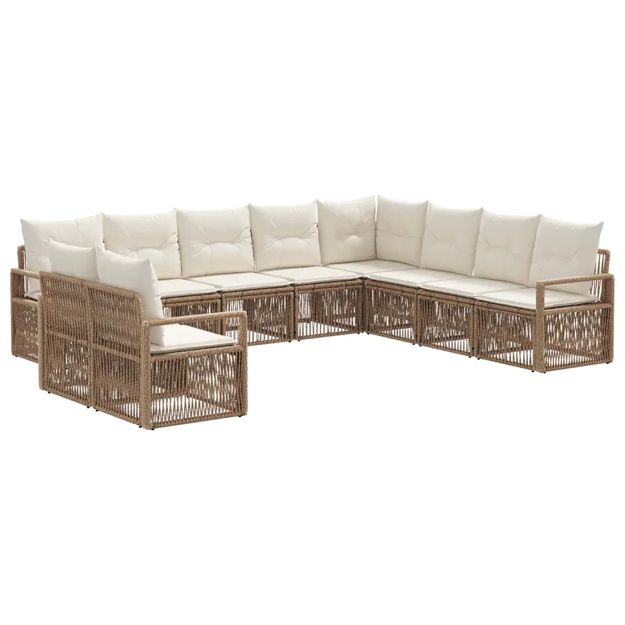 Ensemble de canapé de jardin 10 pcs Beige polyrotin - 2