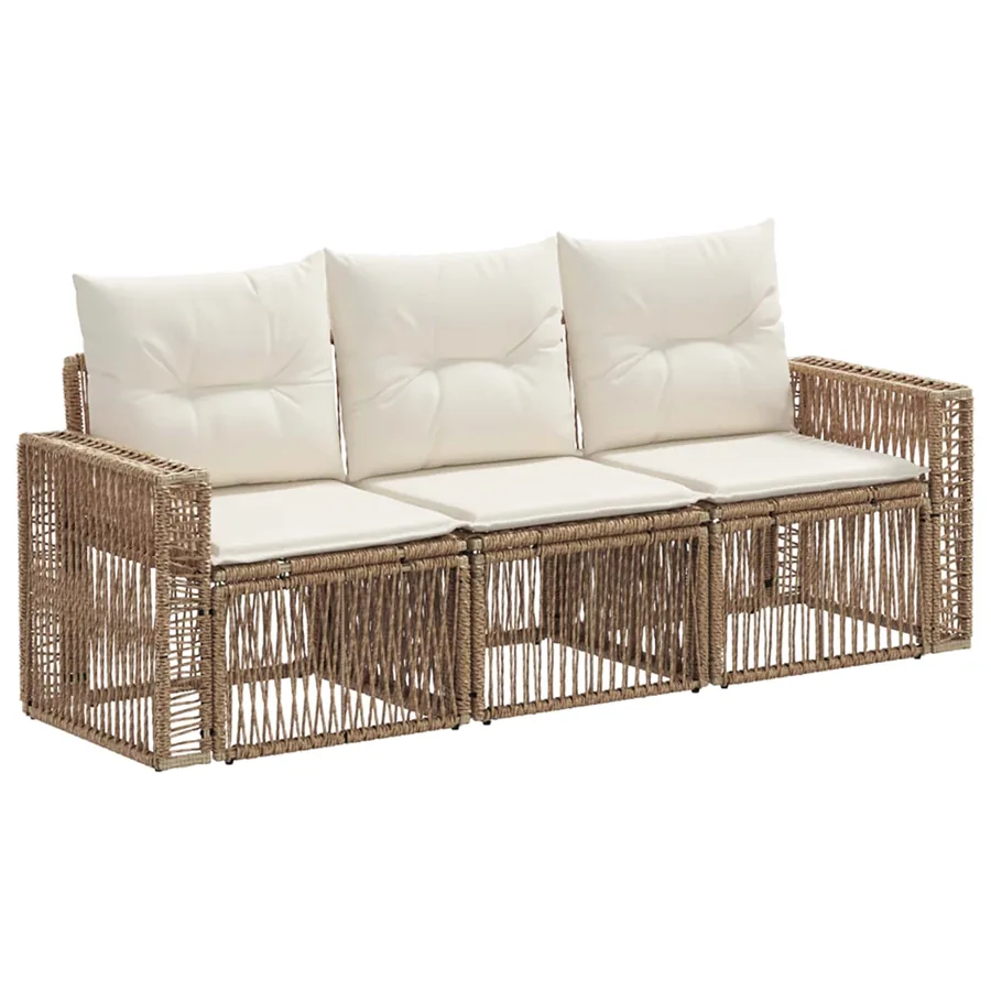 Ensemble de canapé de jardin 3 pcs Beige et blanc crème