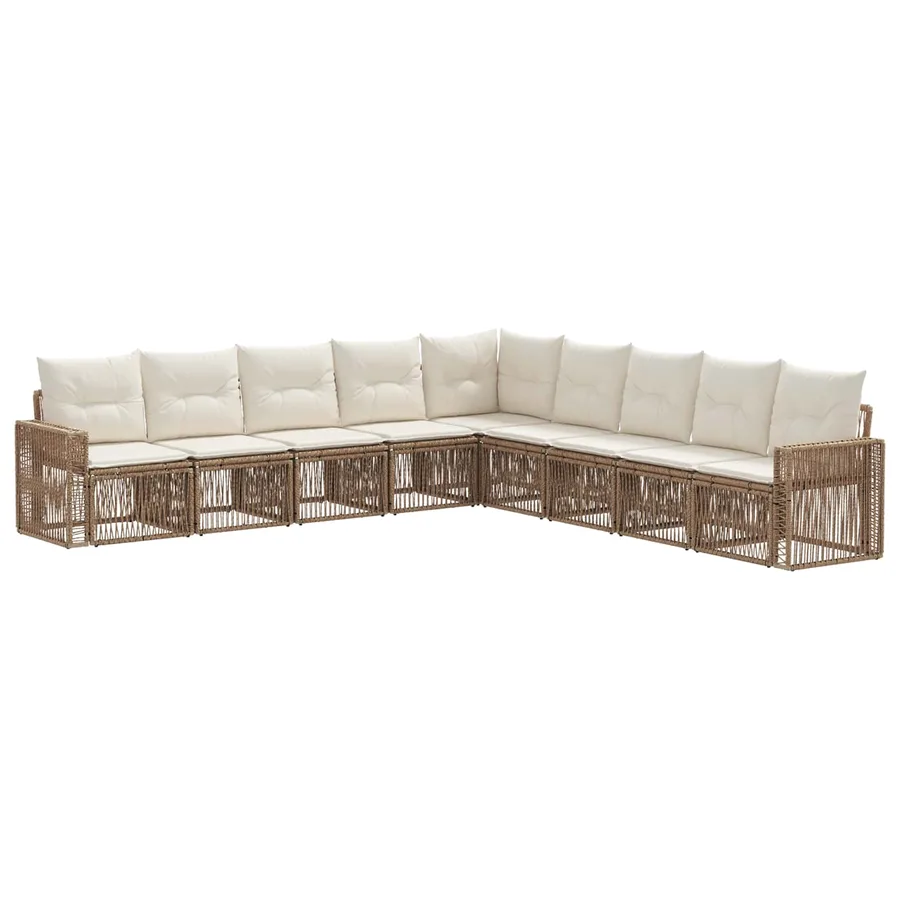 Ensemble de canapé de jardin 9 pcs Beige et blanc crème - 2