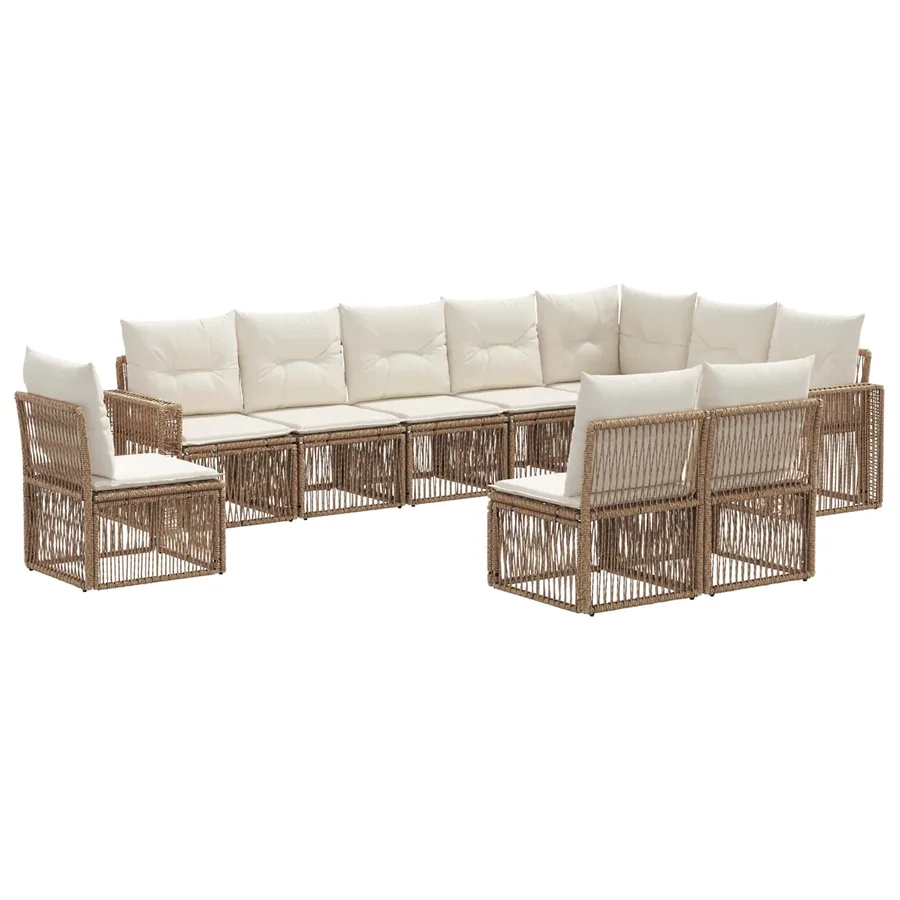 Ensemble de canapé de jardin 10 pcs Beige et blanc crème - 2