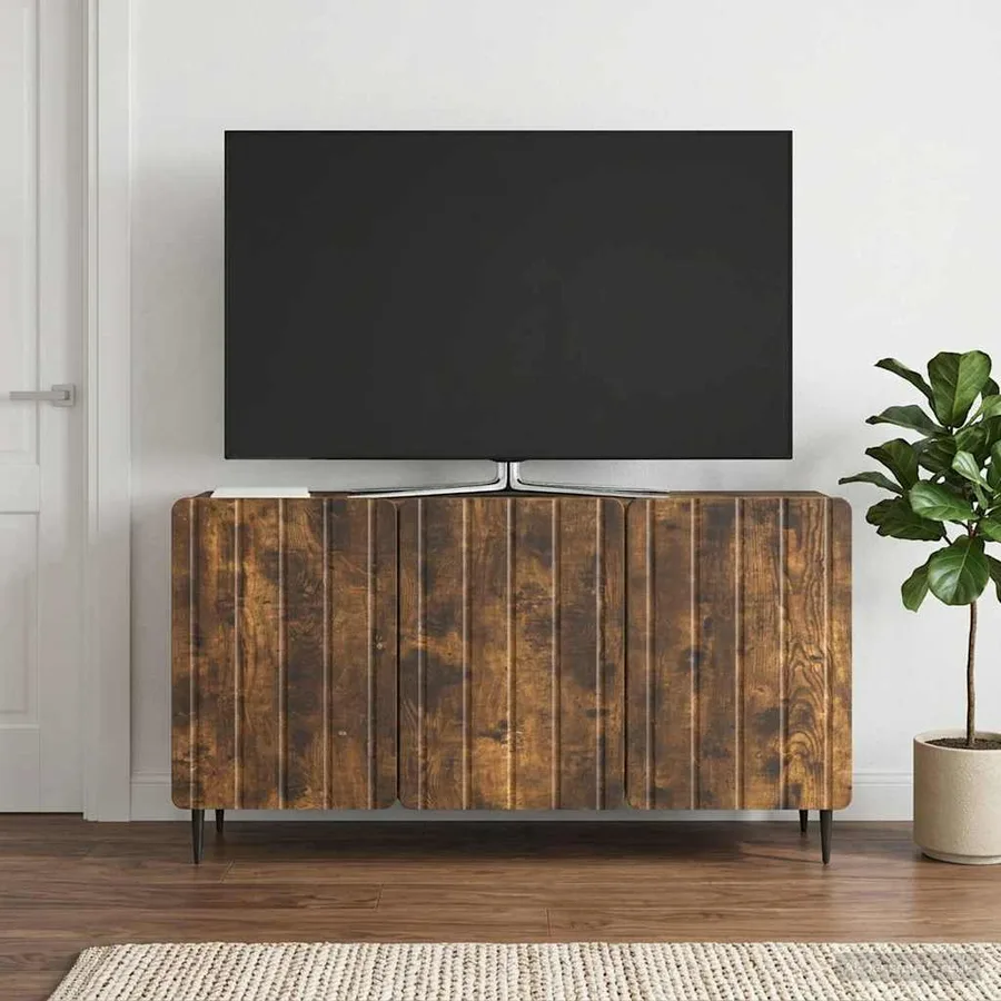 Meuble TV Chêne fumé 99 x 34,5 x 52 cm Bois d'ingénierie - 4