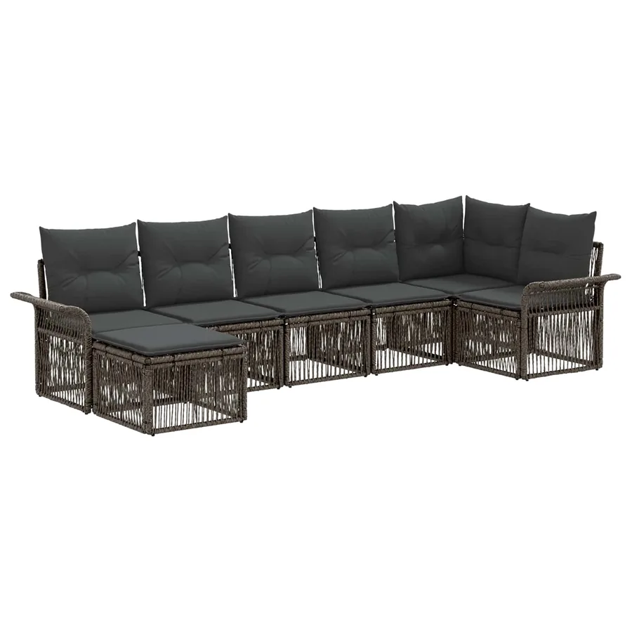 Ensemble de canapé de jardin 7 pcs Gris polyrotin - 2