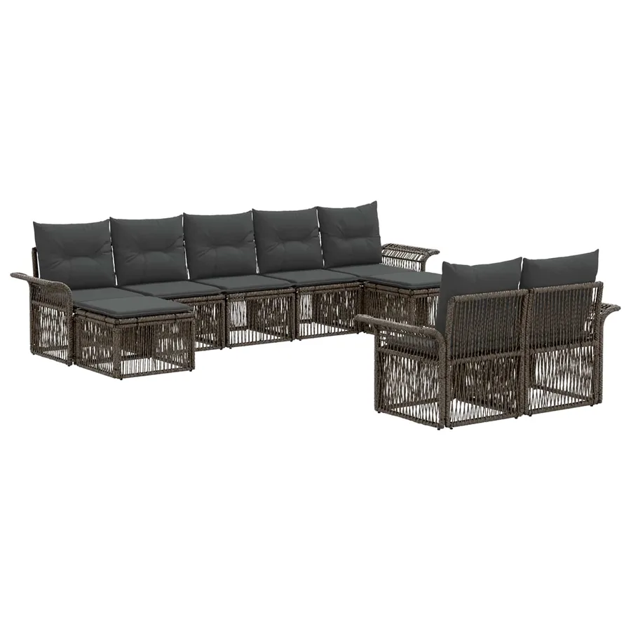 Ensemble de canapé de jardin 9 pcs Gris polyrotin - 2