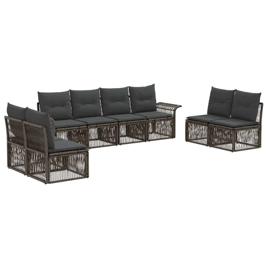 Ensemble de canapé de jardin 8 pcs Gris polyrotin - 2