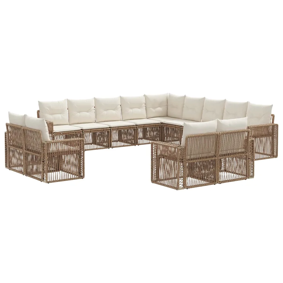 Ensemble de canapé de jardin 13 pcs Beige et blanc crème