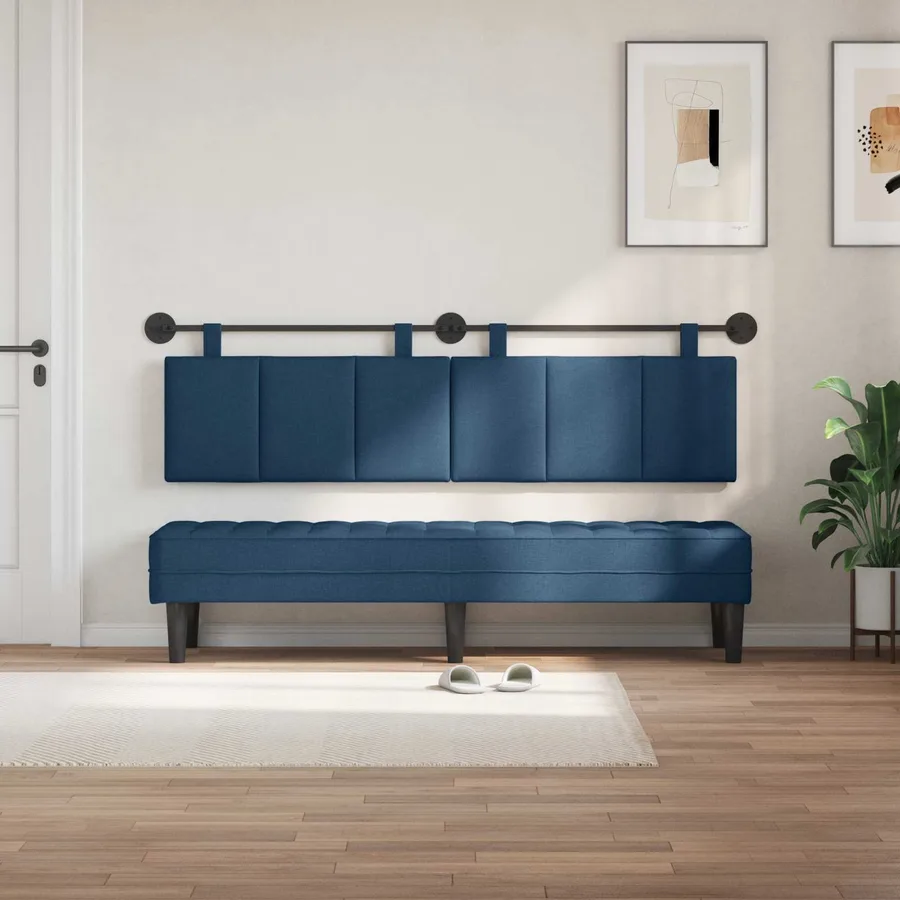 Tête de lit suspendue Bleu Tissu - 3