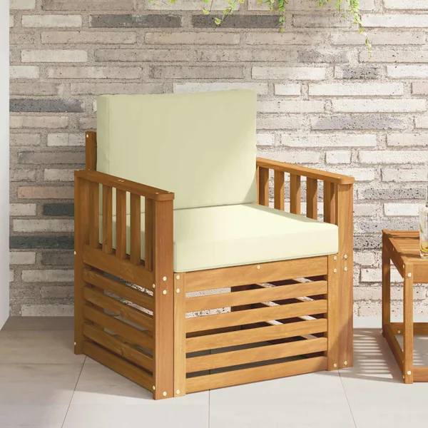 Canapé d’extérieur Bois d'acacia massif et polyester Naturel