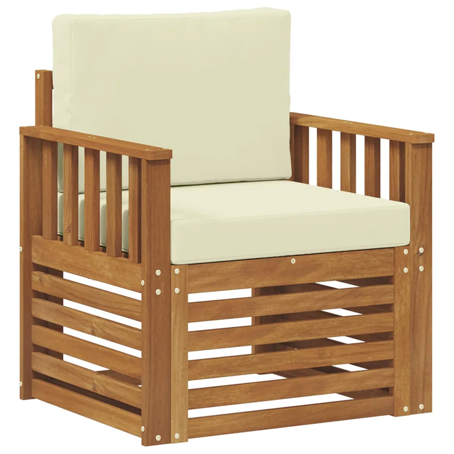 Canapé d’extérieur Bois d'acacia massif et polyester Naturel - 2