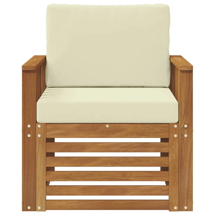 Canapé d’extérieur Bois d'acacia massif et polyester Naturel - 3