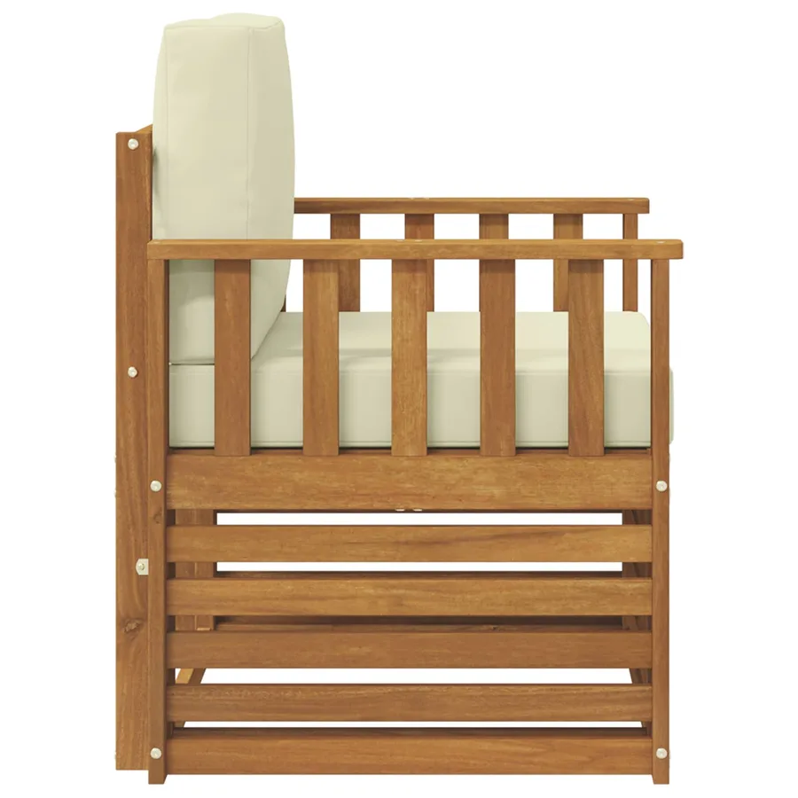 Canapé d’extérieur Bois d'acacia massif et polyester Naturel - 4
