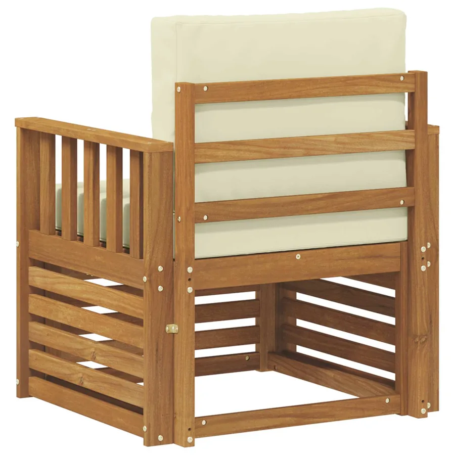 Canapé d’extérieur Bois d'acacia massif et polyester Naturel - 5