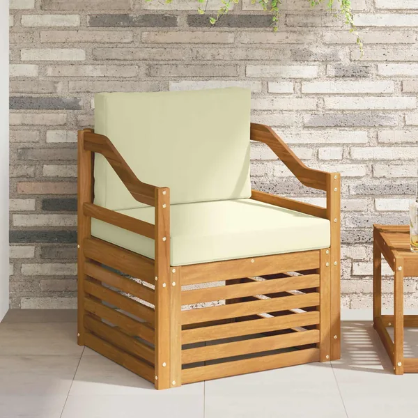 Canapé d’extérieur Bois d'acacia massif et polyester Naturel