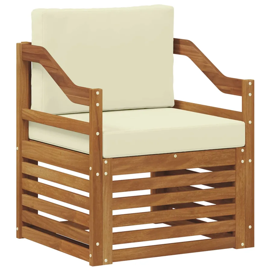 Canapé d’extérieur Bois d'acacia massif et polyester Naturel - 2