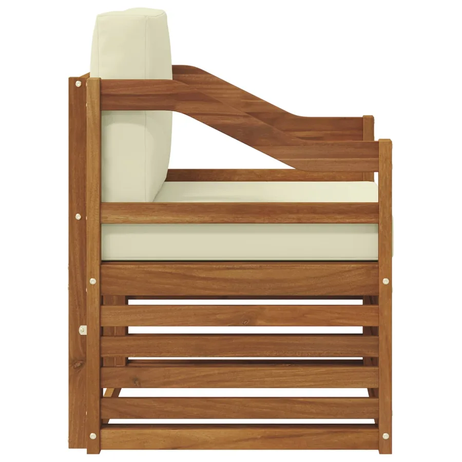 Canapé d’extérieur Bois d'acacia massif et polyester Naturel - 4