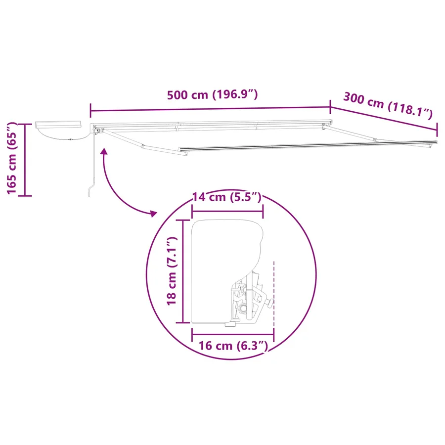 Cadre de store rétractable électrique Anthracite 5 x 3 m Acier - 10
