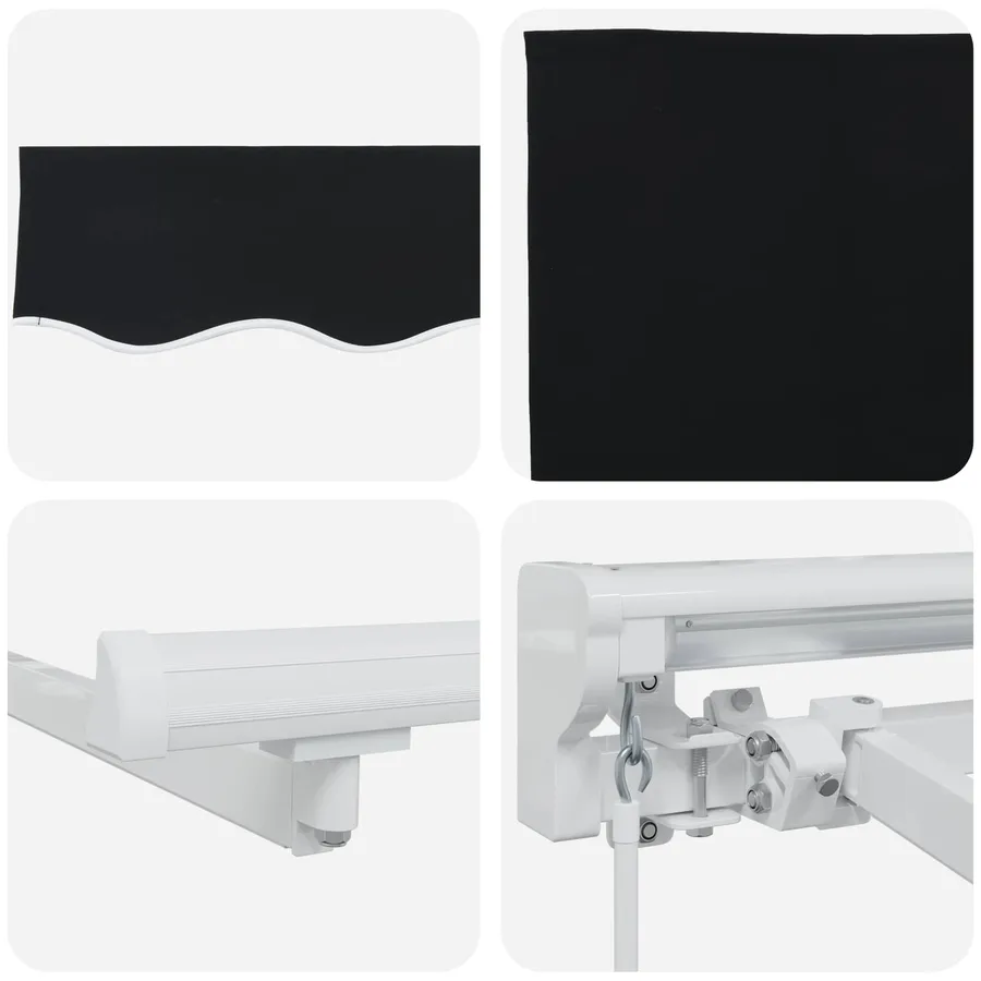 Cadre de store manuel avec LEDs Noir et Blanc 3 x 2,5 m - 9