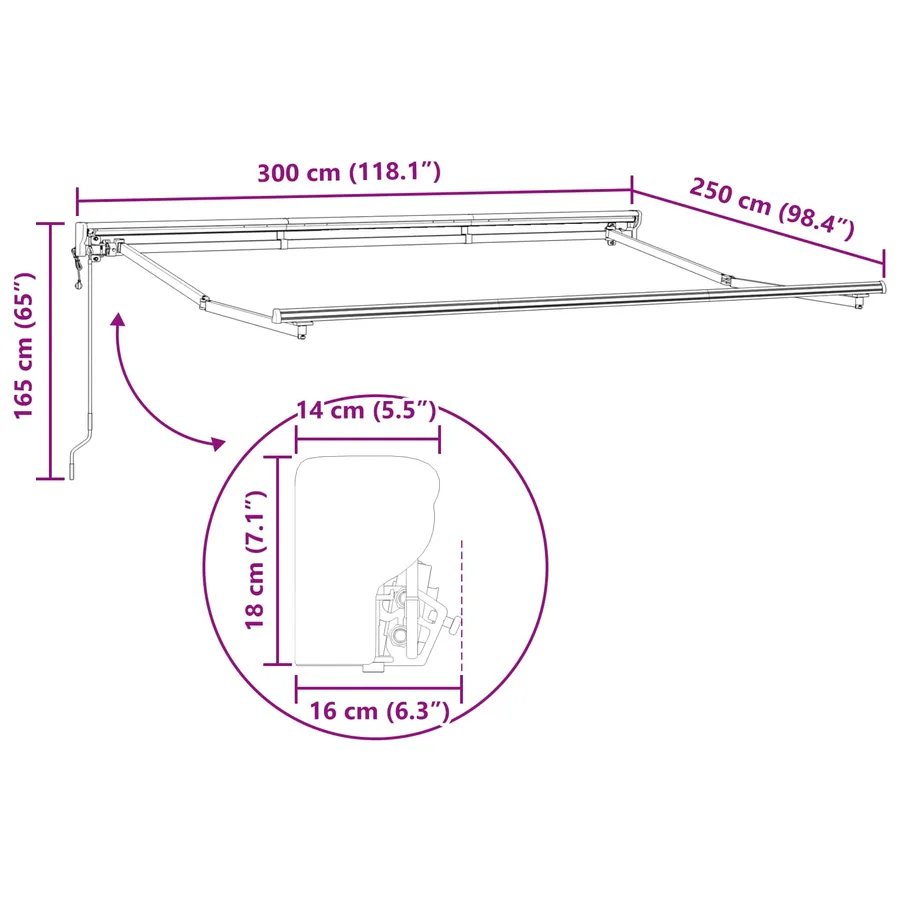 Auvent rétractable électrique Beige 3 x 2,5 m - 11
