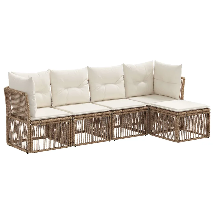 Ensemble de canapé de jardin 5 pcs Beige polyrotin - 2