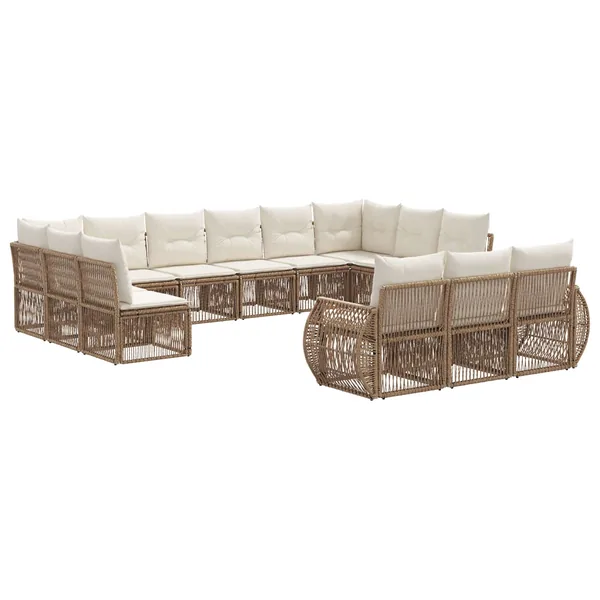 Ensemble de canapé de jardin 13 pcs Beige et blanc crème