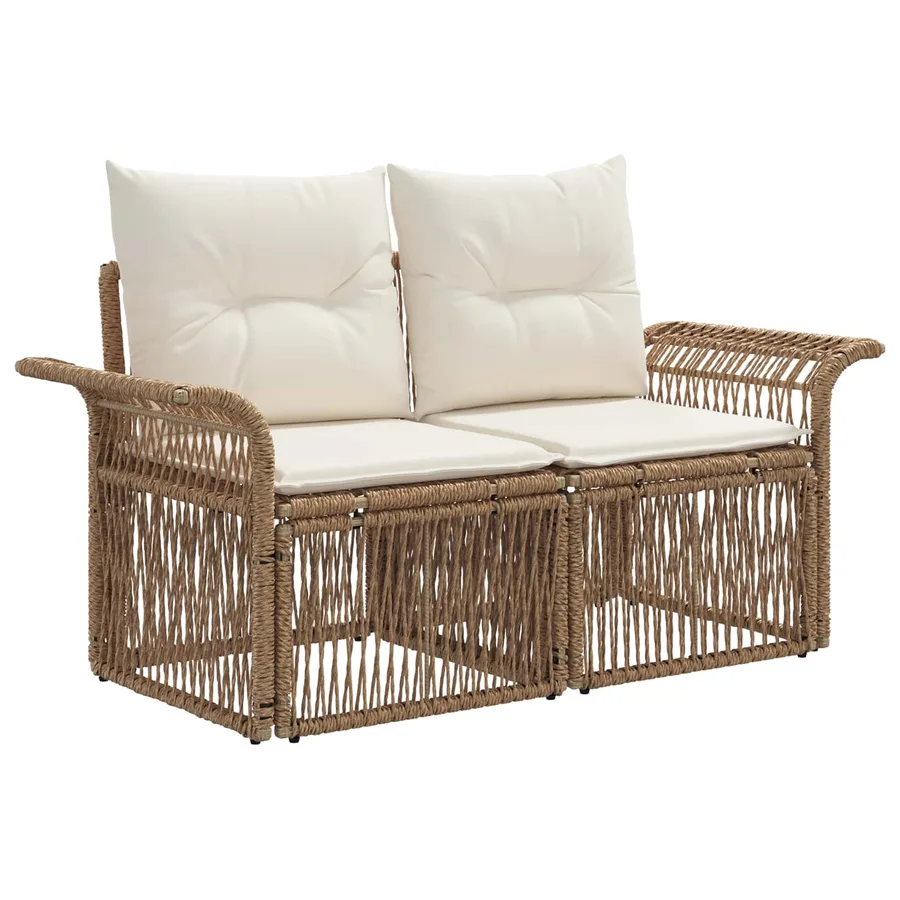 Ensemble de canapé de jardin 9 pcs Beige polyrotin - 6