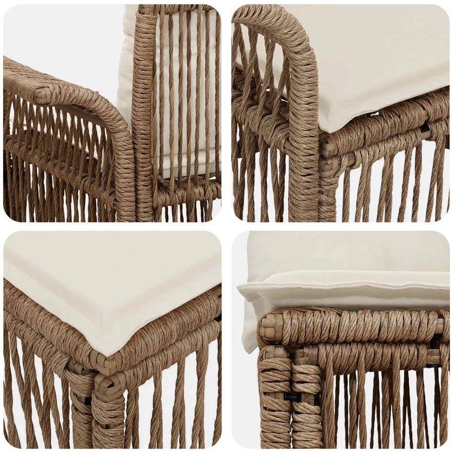 Ensemble de canapé de jardin 9 pcs Beige polyrotin - 7