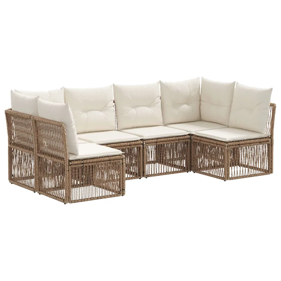 Ensemble de canapé de jardin 6 pcs Beige polyrotin - 2