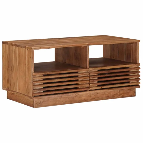 Table basse faite main Brun Teck 85 x 45,5 x 40 cm