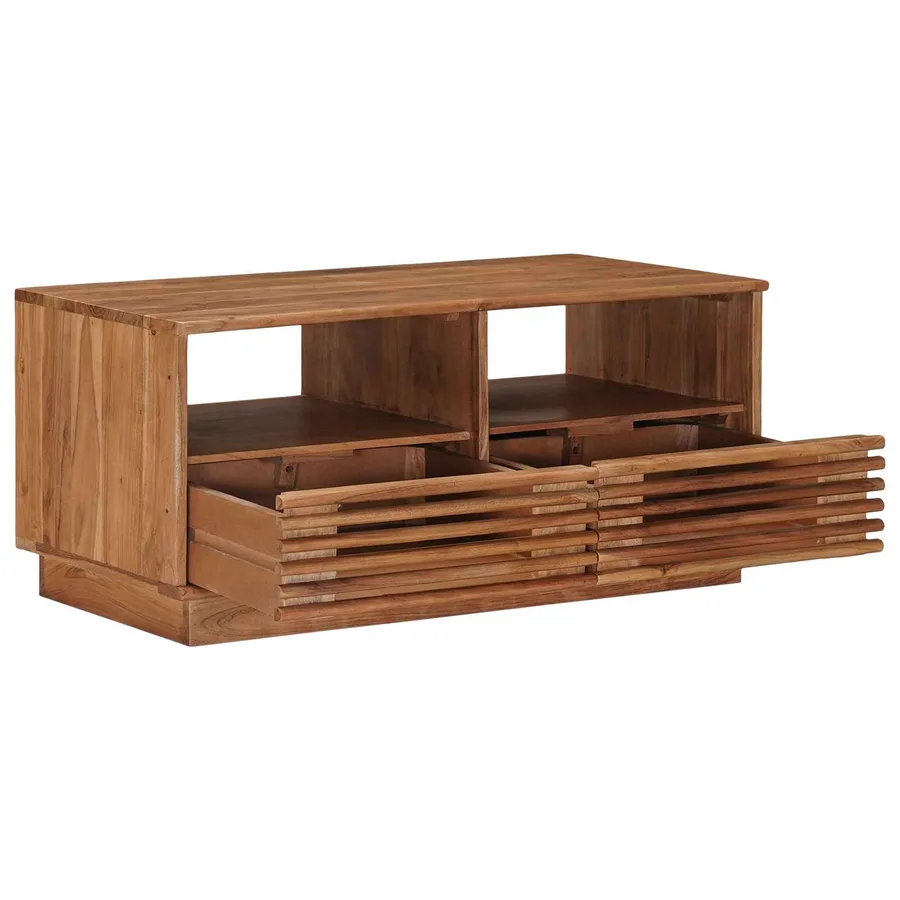 Table basse faite main Brun Teck 85 x 45,5 x 40 cm - 4