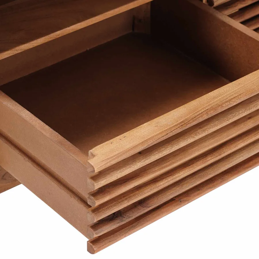 Table basse faite main Brun Teck 85 x 45,5 x 40 cm - 9