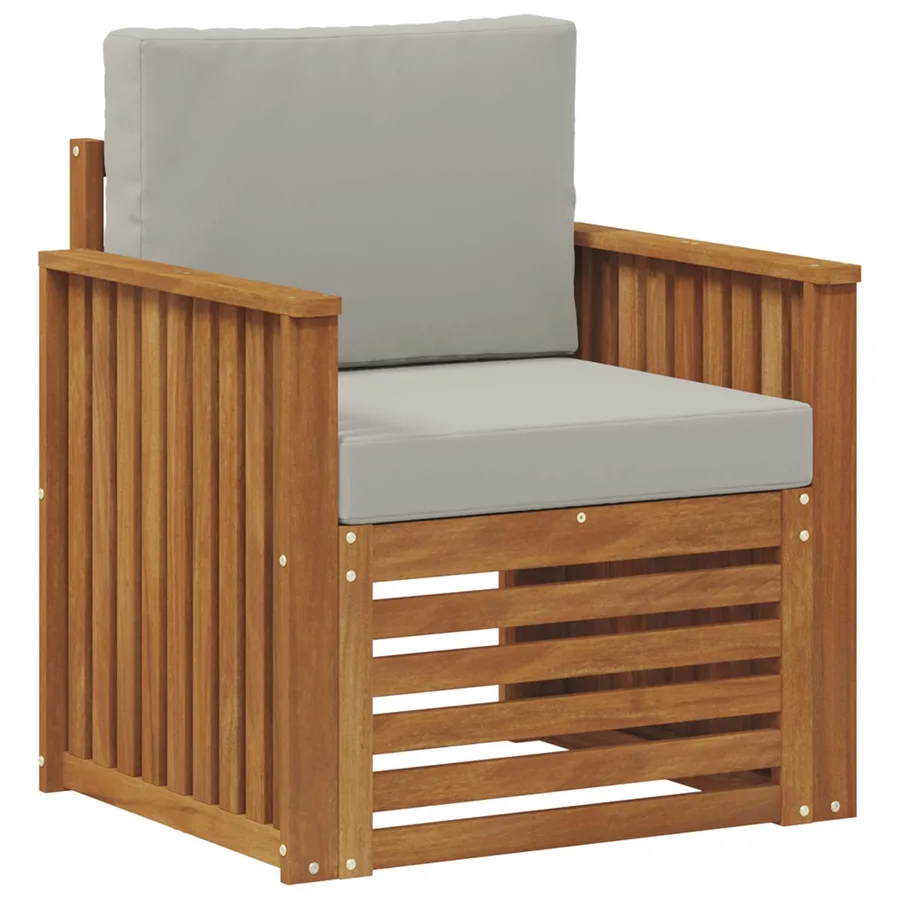 Canapé d’extérieur Bois d'acacia massif et polyester Naturel - 2