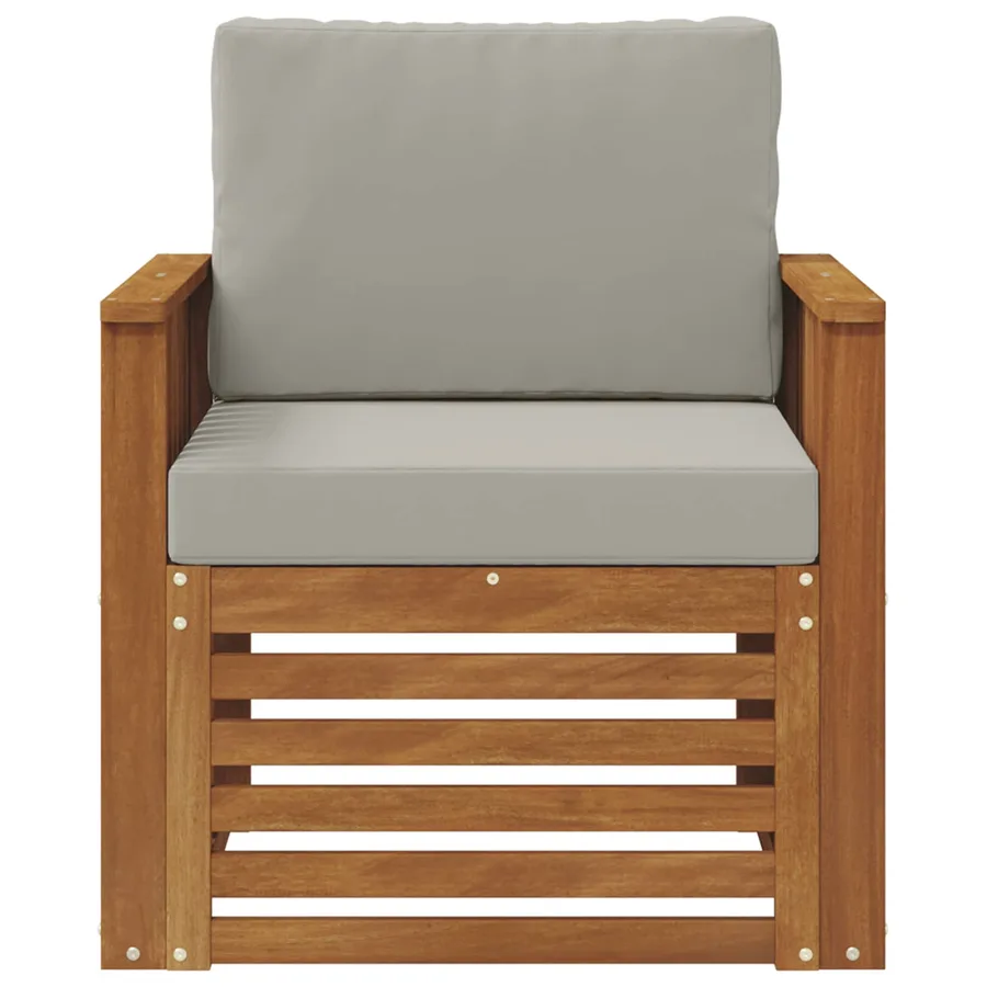 Canapé d’extérieur Bois d'acacia massif et polyester Naturel - 3