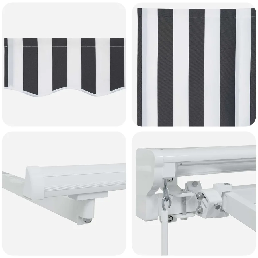 Auvent rétractable manuel Anthracite et blanc 4 × 3 m - 7