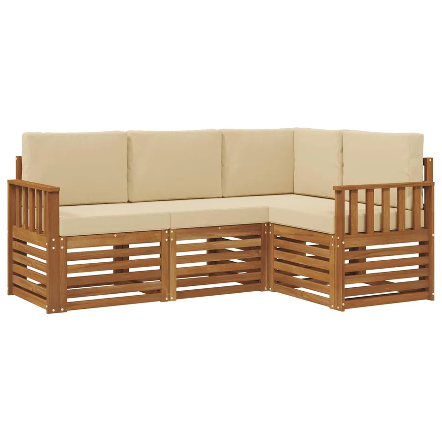 Ensembles de canapés avec coussin 4 pcs Naturel et Beige - 2