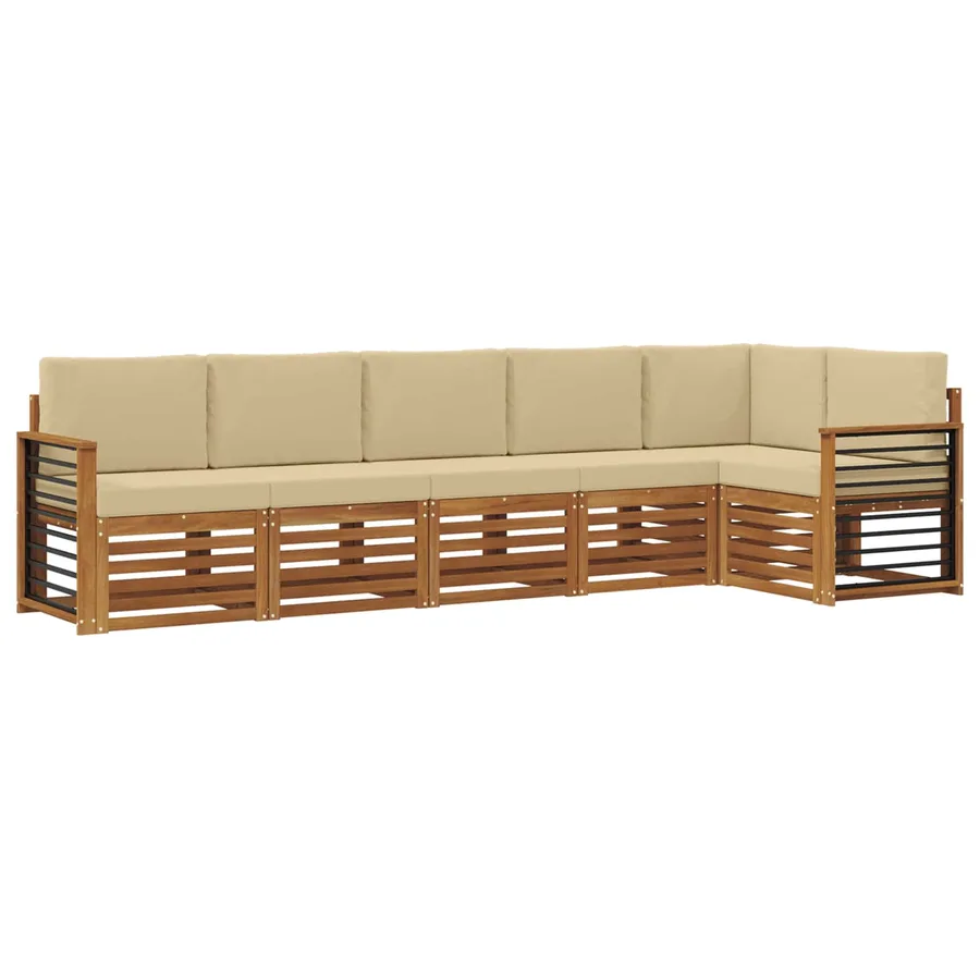 Ensemble de canapé d'angle avec coussin 6 pcs Naturel et Beige - 2
