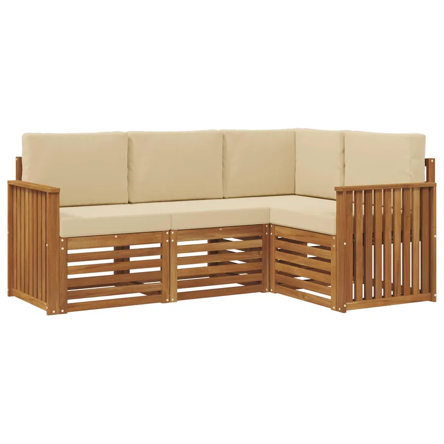 Ensembles de canapés avec coussin 4 pcs Naturel et Beige - 2
