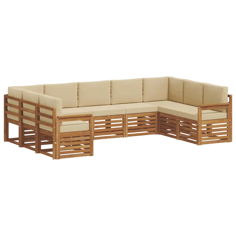 Ensemble de canapé d'angle avec coussin 9 pcs Naturel et Beige - 2