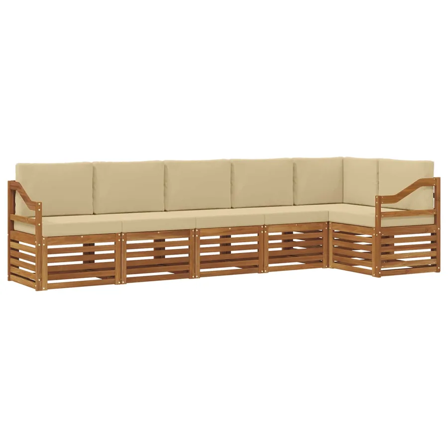 Ensemble de canapé d'angle avec coussin 6 pcs Naturel et Beige - 2