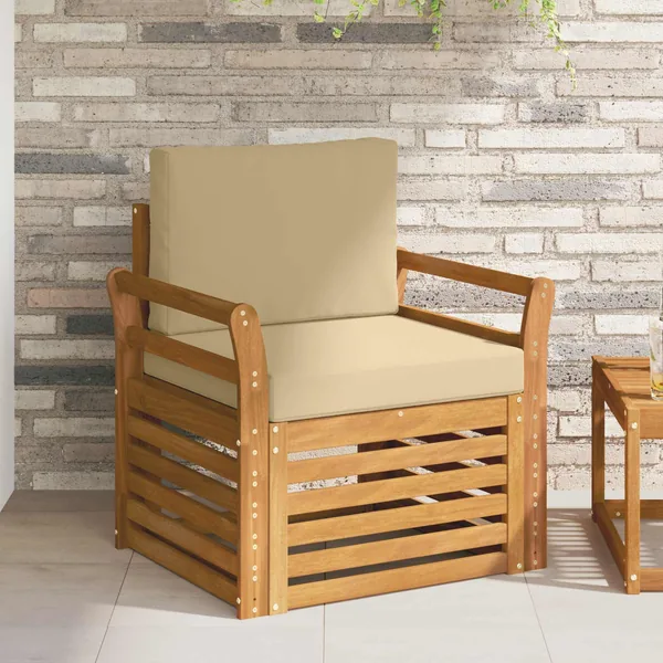 Canapé d’extérieur Bois d'acacia massif et polyester Naturel