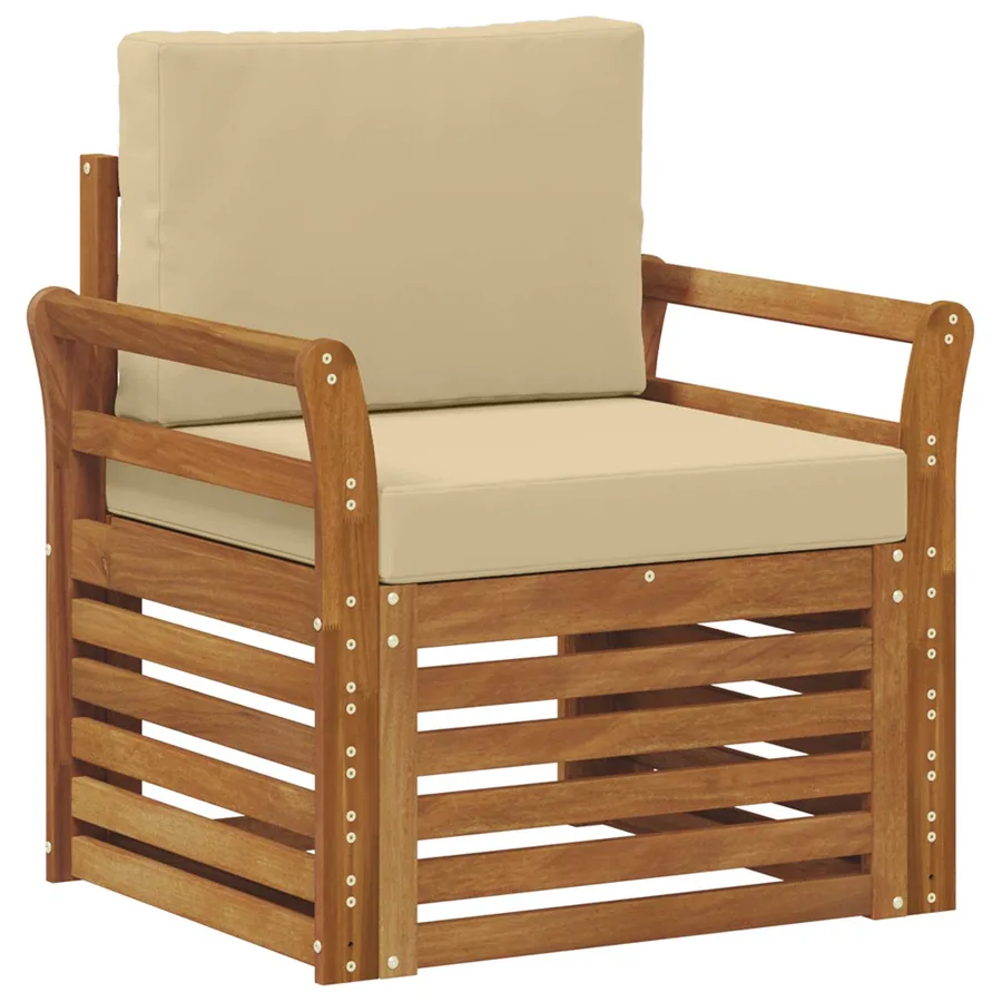 Canapé d’extérieur Bois d'acacia massif et polyester Naturel - 2