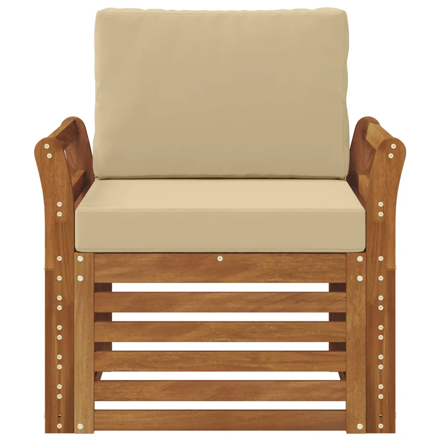 Canapé d’extérieur Bois d'acacia massif et polyester Naturel - 3