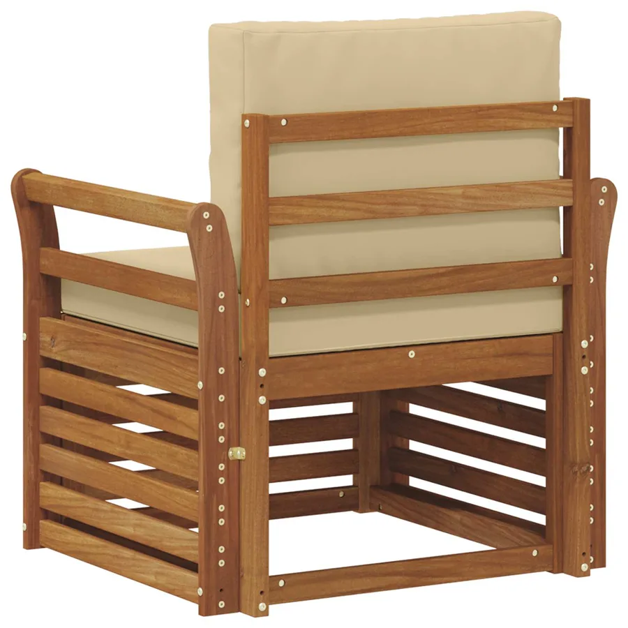 Canapé d’extérieur Bois d'acacia massif et polyester Naturel - 5