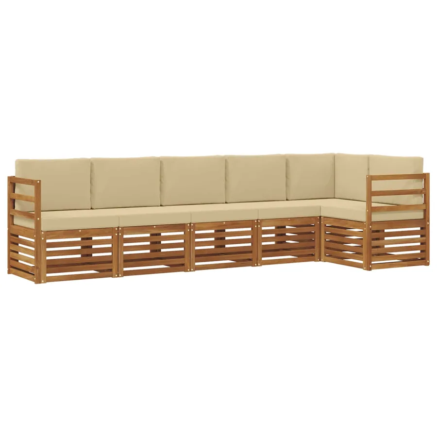 Ensemble de canapé d'angle avec coussin 6 pcs Naturel et Beige - 2