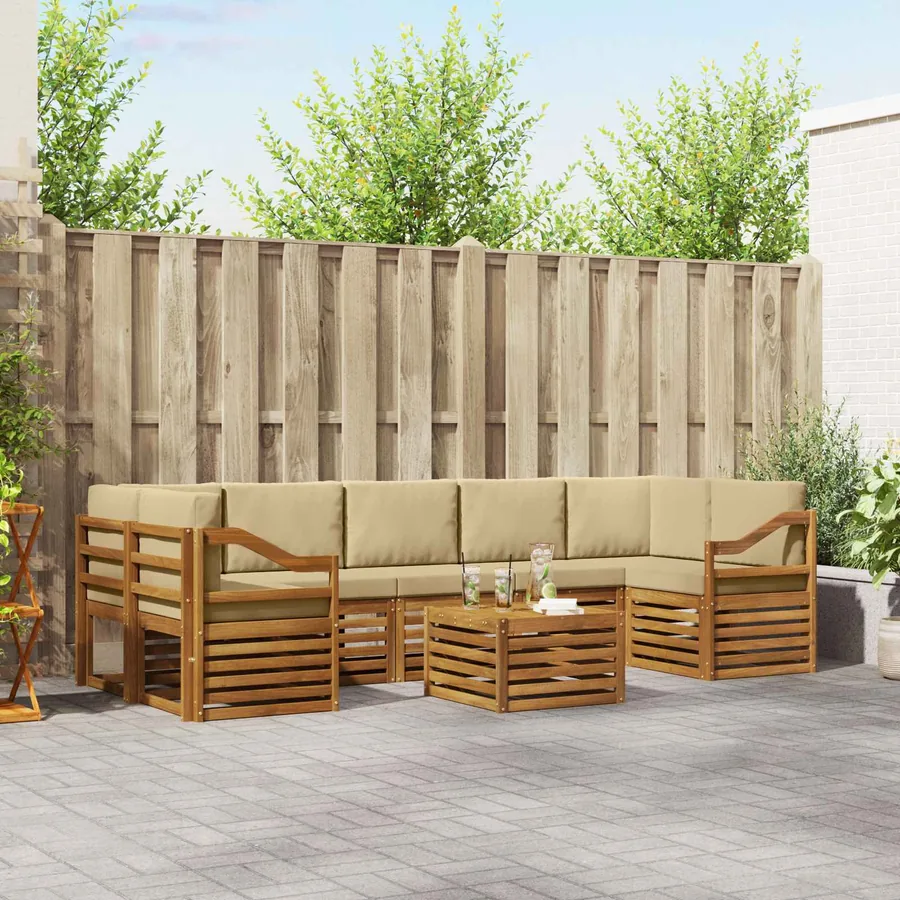 Ensemble de canapés d'extérieur 8 pcs Naturel et Beige