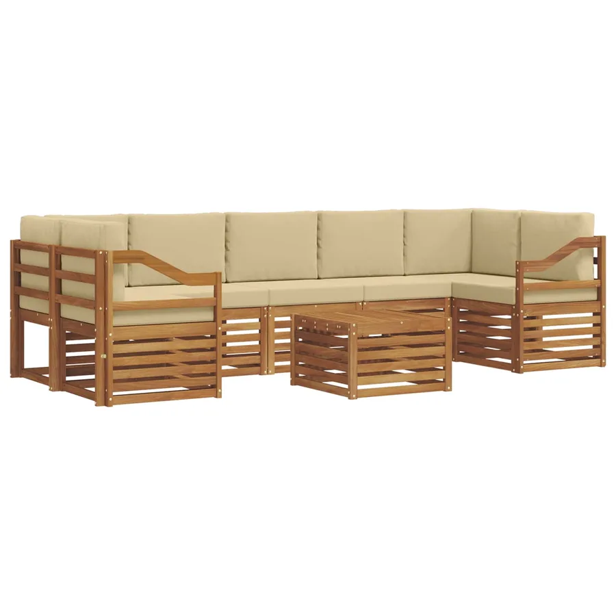 Ensemble de canapés d'extérieur 8 pcs Naturel et Beige - 2