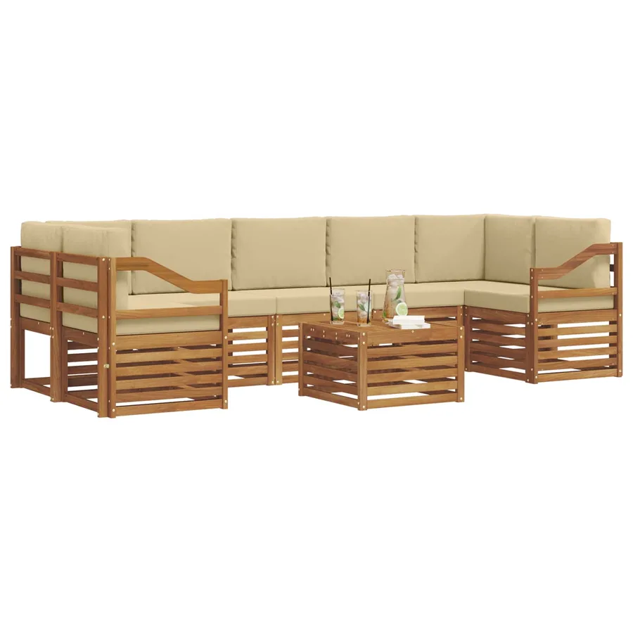 Ensemble de canapés d'extérieur 8 pcs Naturel et Beige - 3